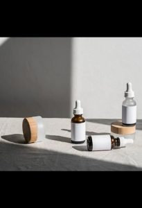 Empty skincare bottles