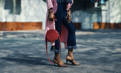 Denim with frill at the bottom