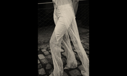 White wide leg sheer pants