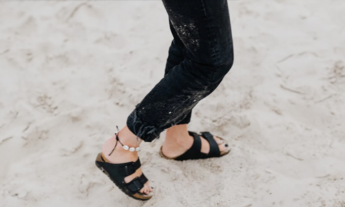 Women wearing chunky slide