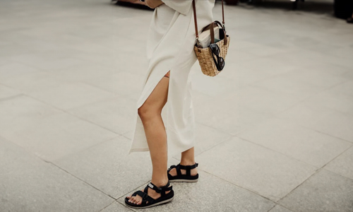 Women wearing sporty slide