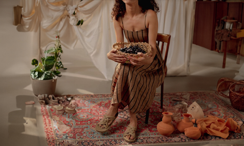 Women wearing sustainable slide