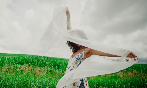 Women with white scarf