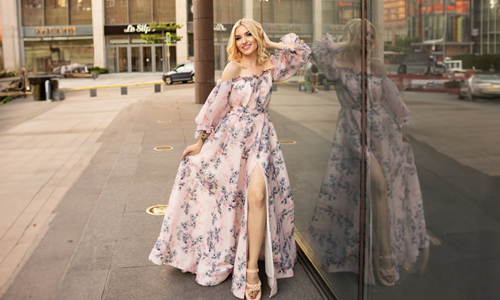 Women wearing pink floral dress