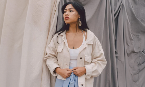 Blue-and-cream-combination-outfit