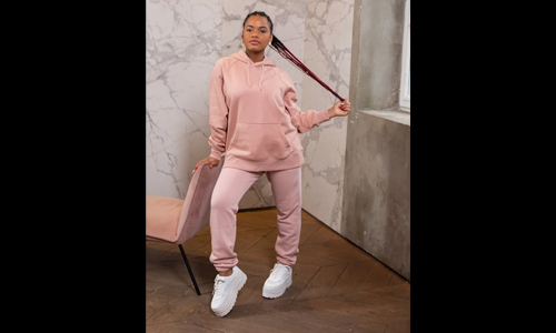 Woman in pink hoodies