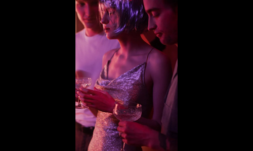 Woman wearing metallic outfits