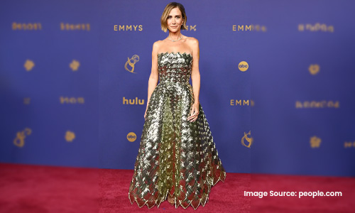 Woman in golden dress