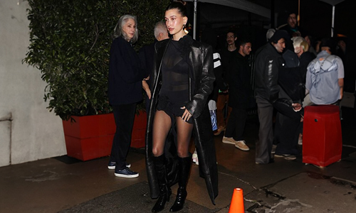 Hailey-Beiber-wearing-Leather-jacket