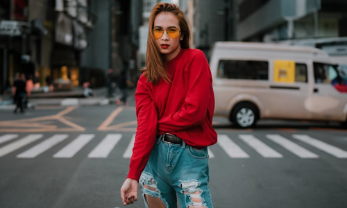 Woman-wearing-red-sweater
