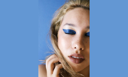 Woman with blue eyeshadow