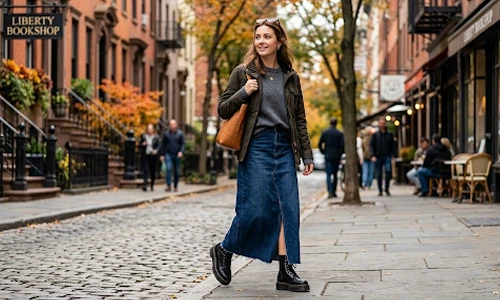 long maxi skirt with boots