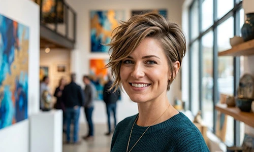 long pixie cut with long layers with square shape