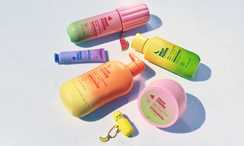 Bath & Body Works Fruit Fusion products displayed as a layered fragrance experience