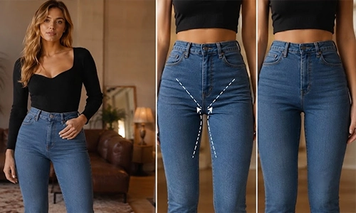  Comparison of rise heights and fabric fit in different pants 