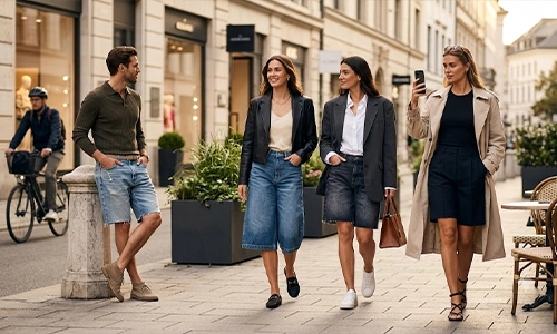Fashionable jorts outfit with a relaxed silhouette and vintage-inspired denim wash