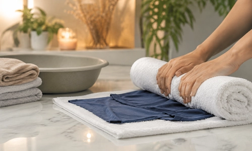 rinse and roll the garment under a towel to unshrink