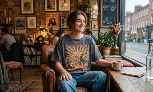 Vintage graphic tee styled with a relaxed modern grunge aesthetic