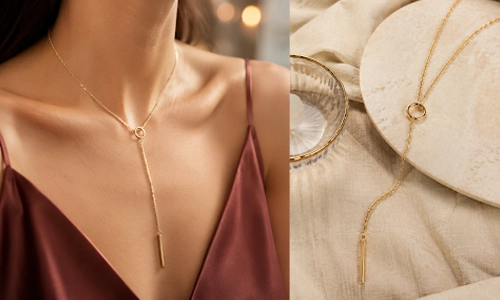 Display of lariat necklace with no clasp