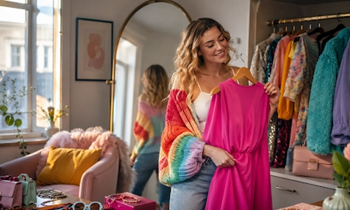 Fashion look inspired by joyful color, confidence, and self-expression.