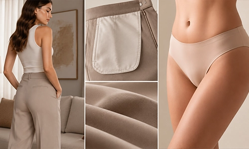 Wide-gusset seamless thong underwear designed for a flat front 