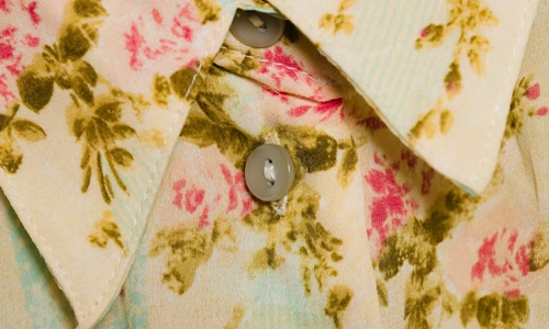 Victorian calico dress with a floral cotton pattern